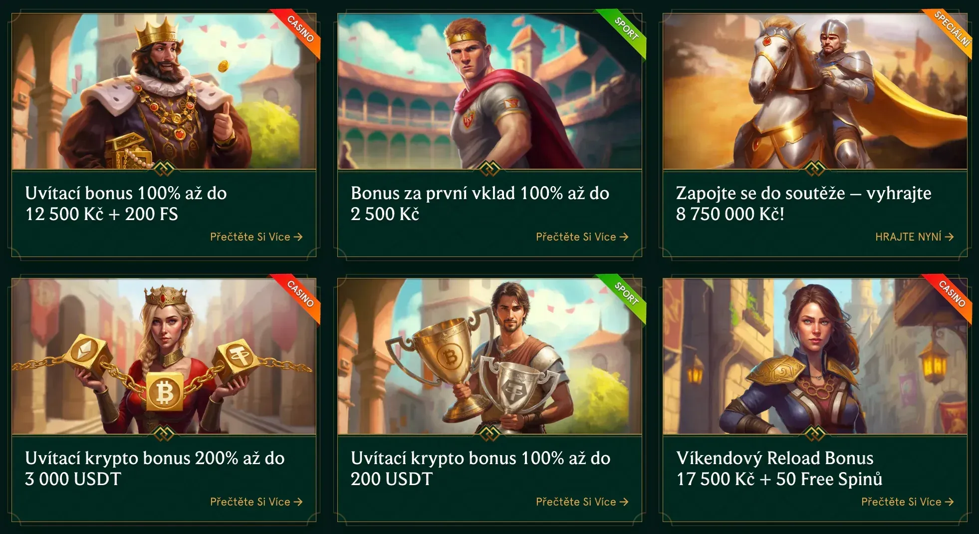 Různé propagační nabídky v Casinia casino