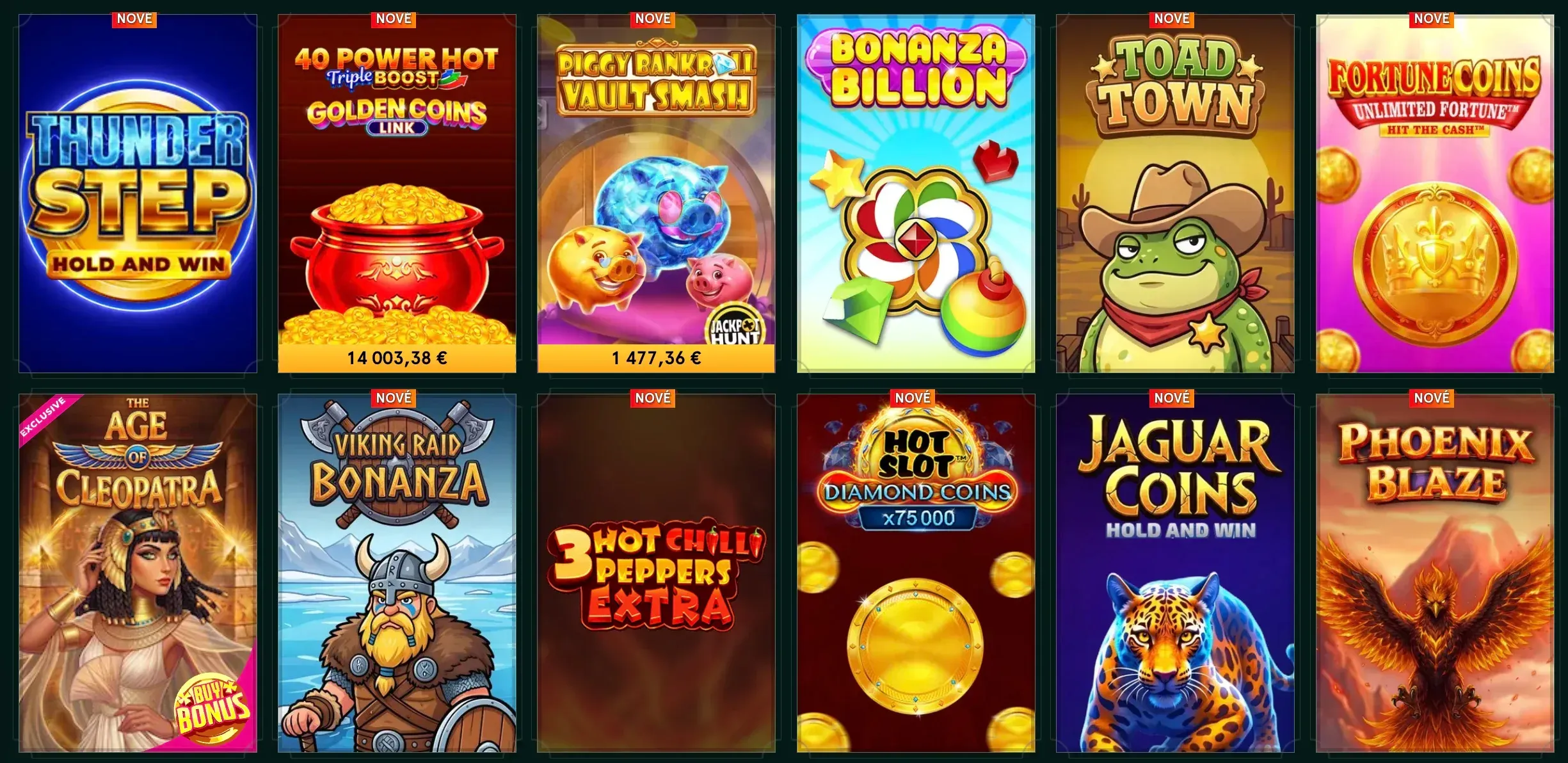 Kolekce výherních automatů v Casinia casino